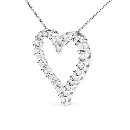 .925 Sterling Silver 2.0 Cttw Diamond Open Heart 18" Pendant Necklace (I-J Color, I2-I3 Clarity) Bids.com