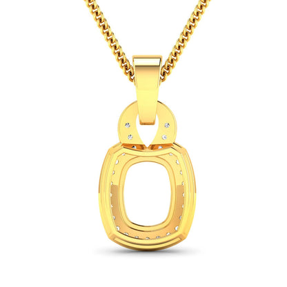 0.25 Carat Genuine White Diamond 14K Yellow Gold Semi Mount Pendant - holds 9x7mm Cushion Gemstone Bids.com