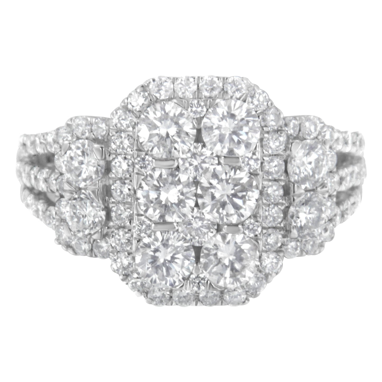14K White Gold 2 1/4 Cttw Diamond Cocktail Cluster Ring (G-H Color, SI2-I1 Clarity) - Size 7 Bids.com