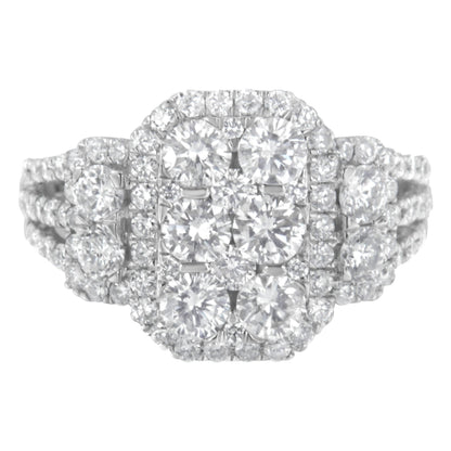 14K White Gold 2 1/4 Cttw Diamond Cocktail Cluster Ring (G-H Color, SI2-I1 Clarity) - Size 7 Bids.com