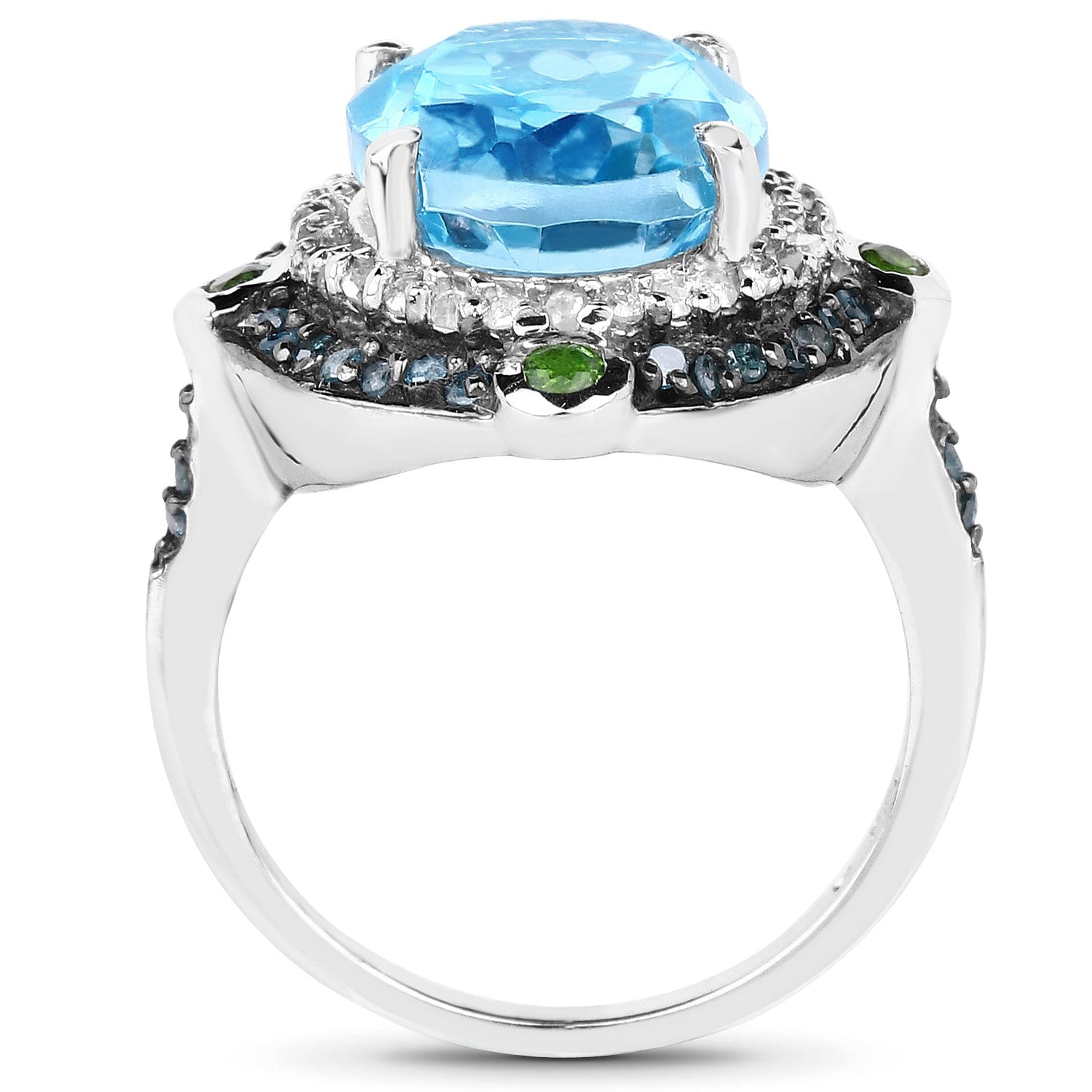 5.84 Carat Genuine Multi Stones .925 Sterling Silver Ring Bids.com