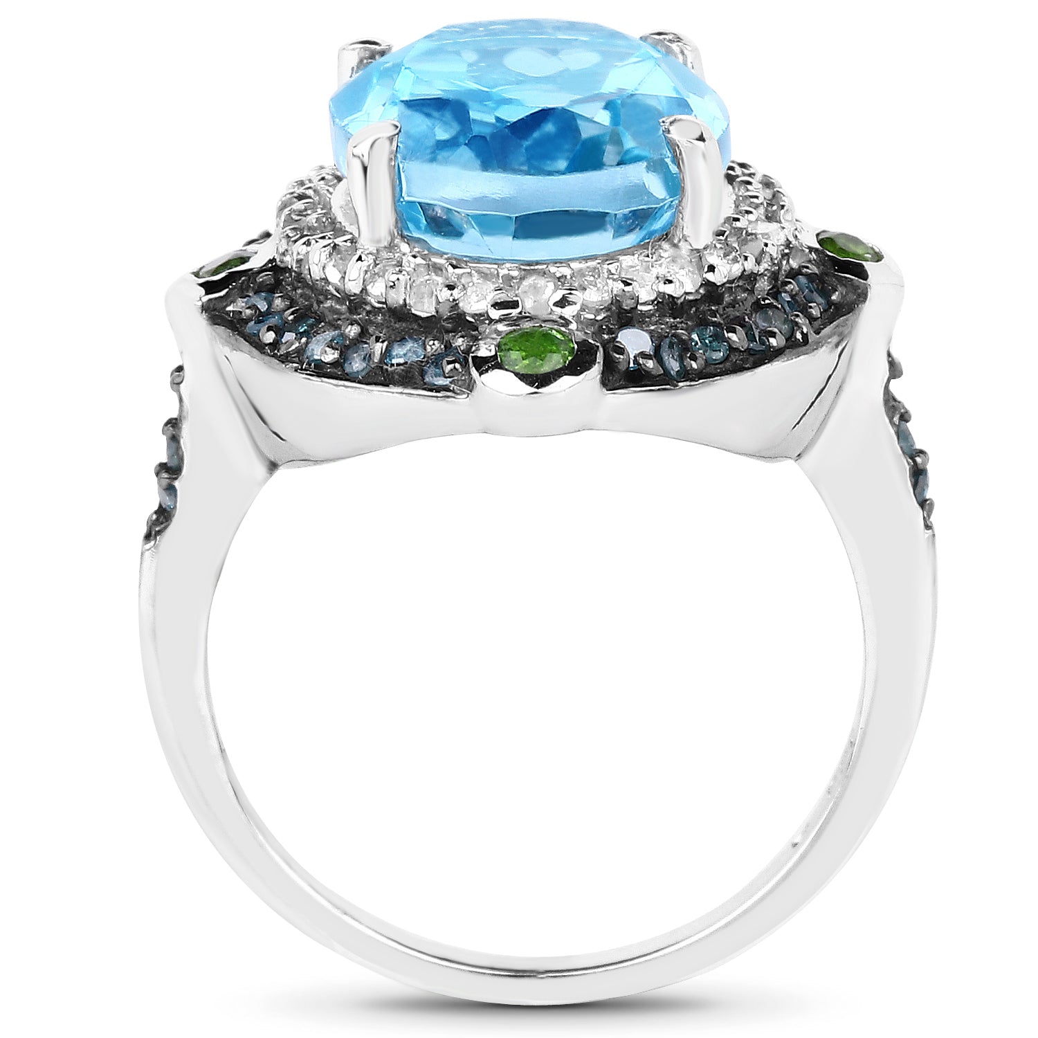 5.84 Carat Genuine Multi Stones .925 Sterling Silver Ring Bids.com