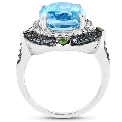 5.84 Carat Genuine Multi Stones .925 Sterling Silver Ring Bids.com