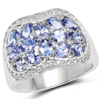 2.62 Carat Genuine Tanzanite and White Topaz .925 Sterling Silver Ring Bids.com