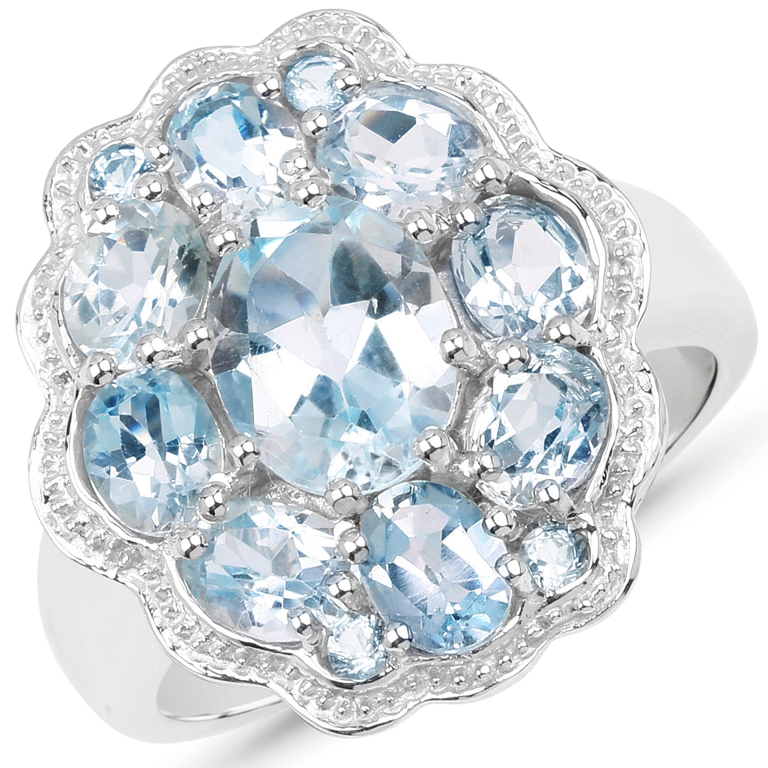 6.64 Carat Genuine Blue Topaz .925 Sterling Silver Ring Bids.com