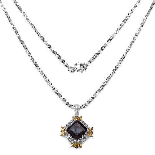 6.27 Carat Genuine Smoky Quartz, Citrine & White Topaz .925 Sterling Silver Pendant Bids.com