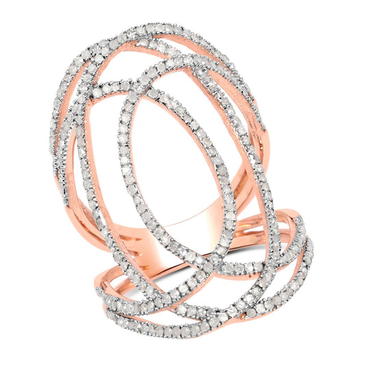 14K Rose Gold Plated 0.73 Carat Genuine White Diamond .925 Sterling Silver Ring Bids.com