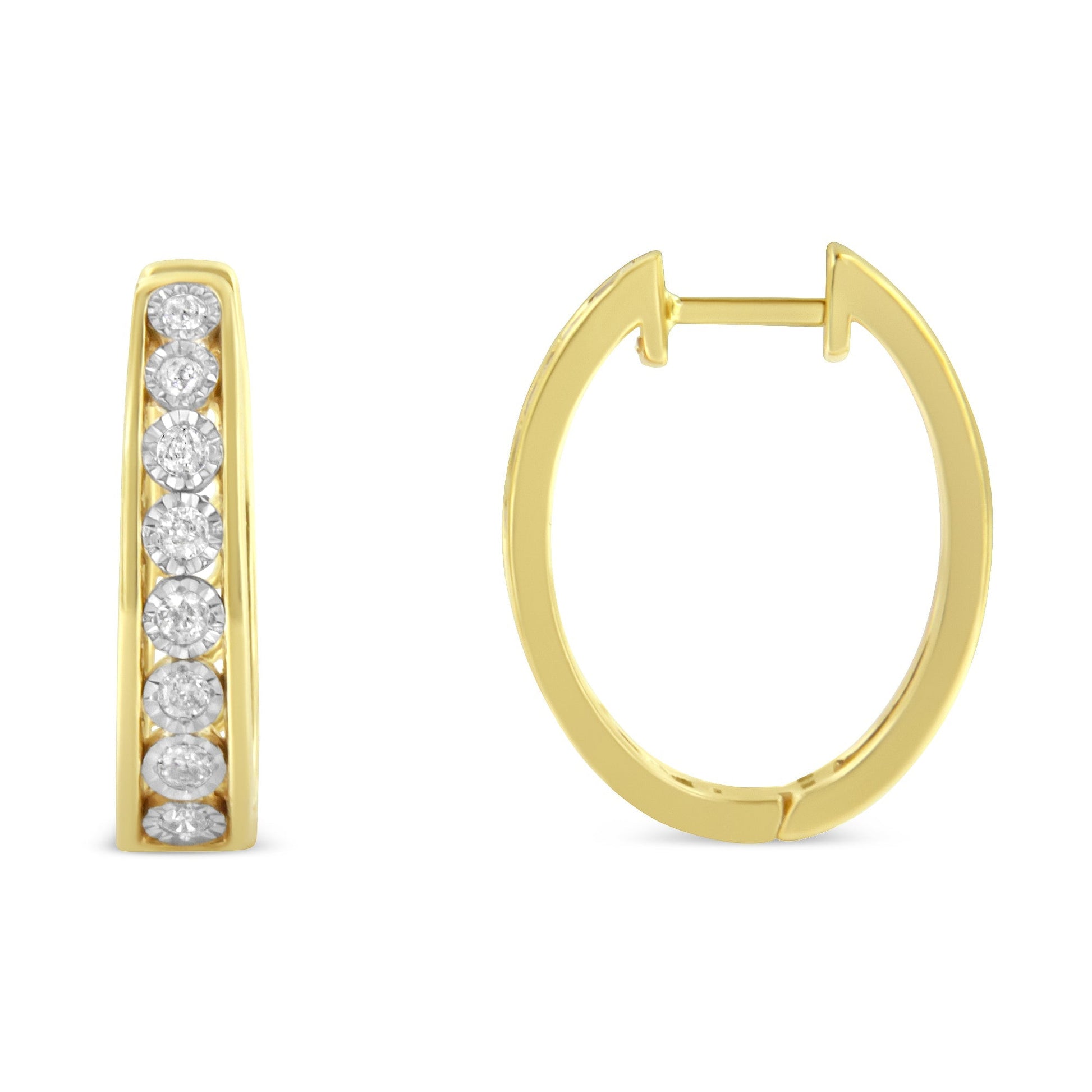 10KT Yellow and White Gold Diamond Hoop Earring (1/2 cttw, J-K Color, I2-I3 Clarity) Bids.com