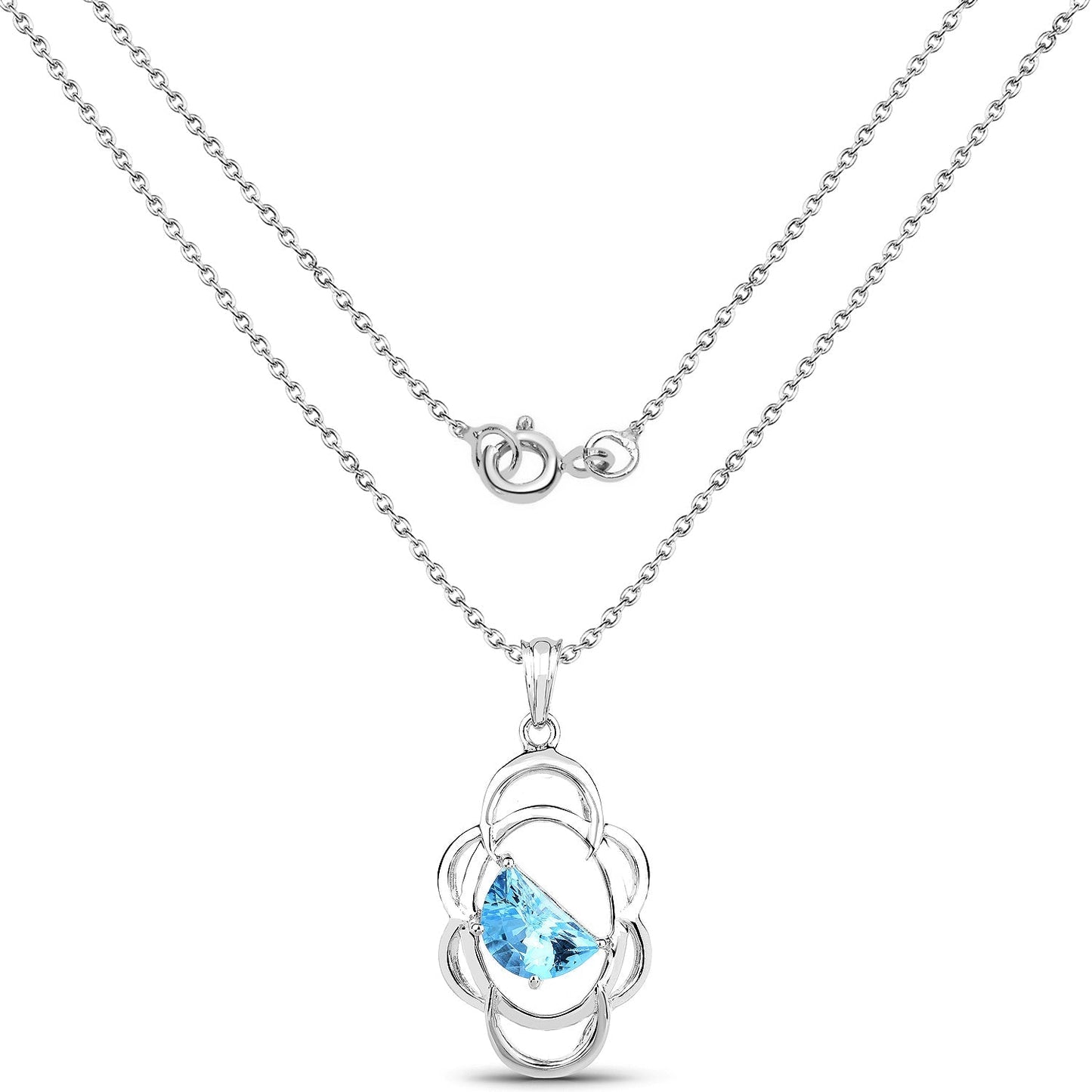 4.60 Carat Genuine Swiss Blue Topaz .925 Sterling Silver Pendant Bids.com