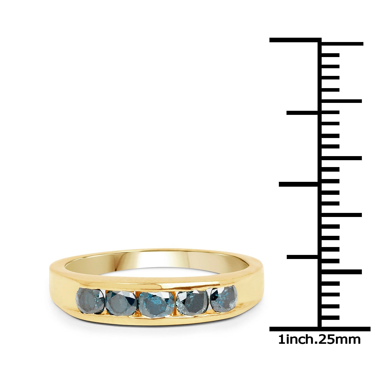 14K Yellow Gold Plated 0.80 Carat Genuine Blue Diamond .925 Sterling Silver Ring Bids.com