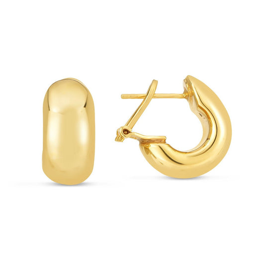 14k Yellow Gold Small Omega C Hoops Bids.com