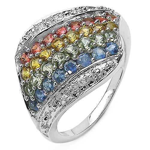 1.97 Carat Genuine Multi Stone .925 Sterling Silver Ring Bids.com
