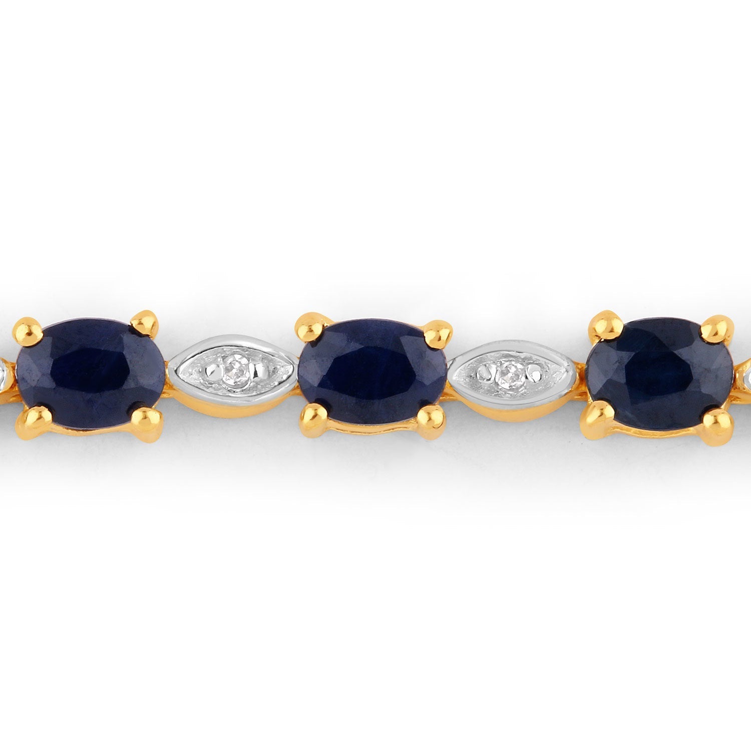 1.83 Carat Genuine Blue Sapphire and White Diamond .925 Sterling Silver Bracelet Bids.com