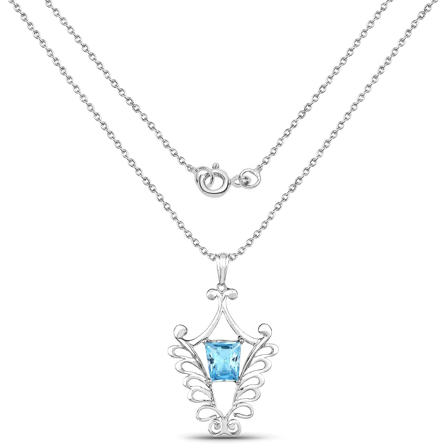 5.68 Carat Genuine Swiss Blue Topaz .925 Sterling Silver Pendant Bids.com