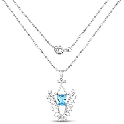 5.68 Carat Genuine Swiss Blue Topaz .925 Sterling Silver Pendant Bids.com