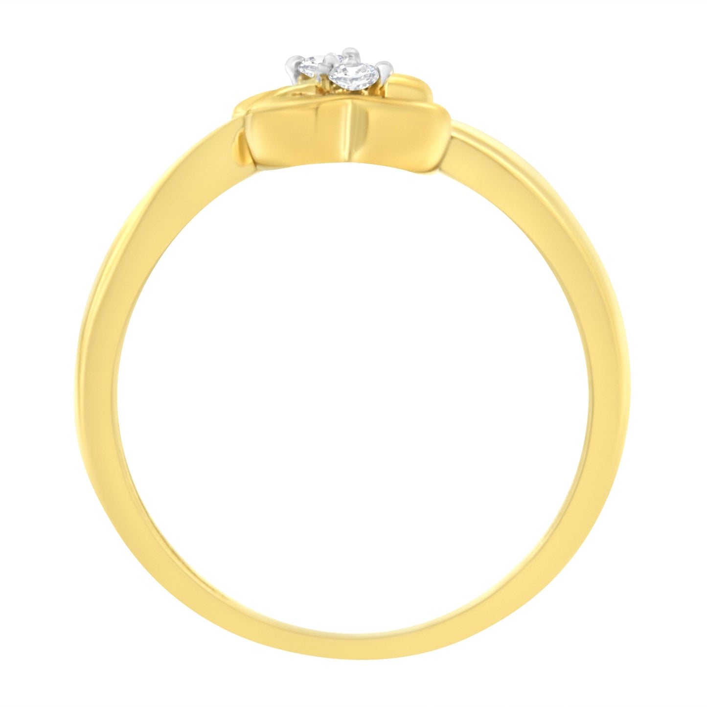 14KT Yellow Gold 1/20 ctw. Dual Heart Diamond Ring (K-L, I1-I2) - Size 7 Bids.com