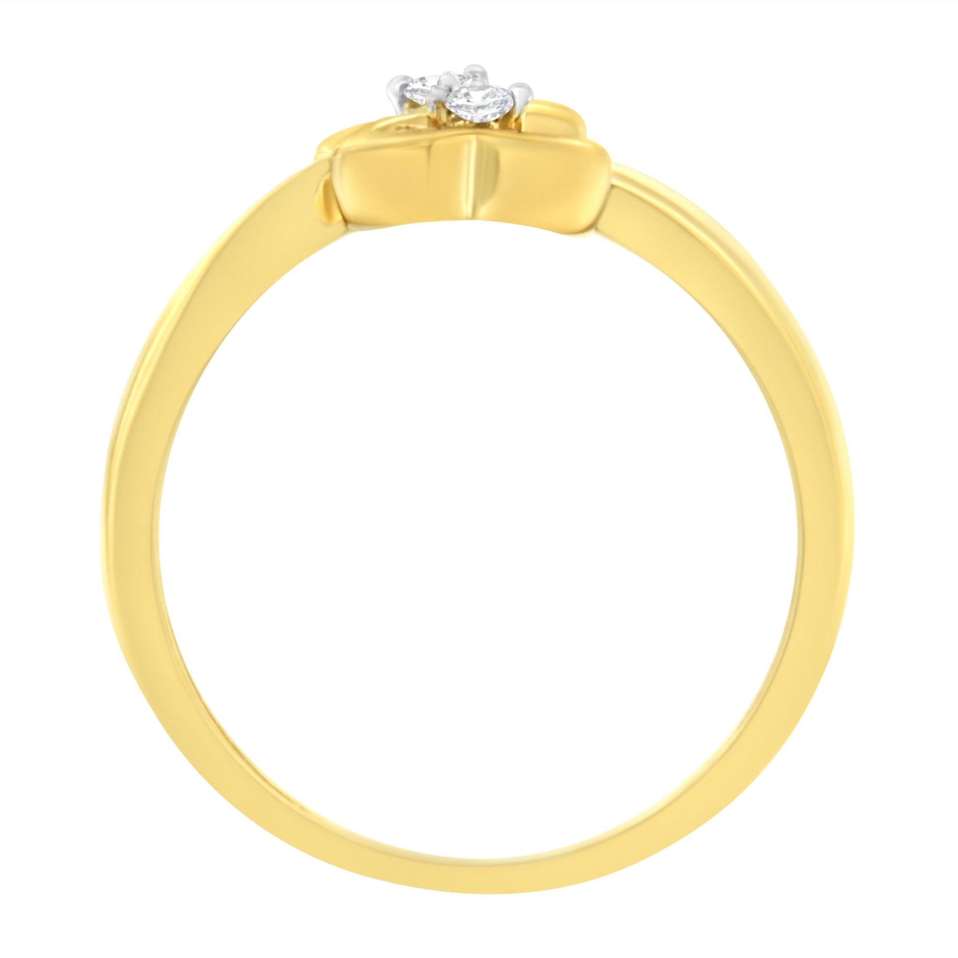 14KT Yellow Gold 1/20 ctw. Dual Heart Diamond Ring (K-L, I1-I2) - Size 7 Bids.com