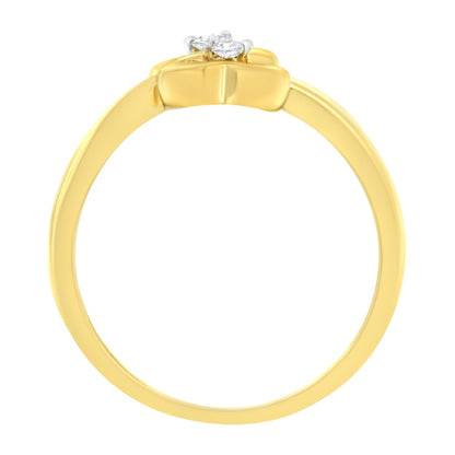 14KT Yellow Gold 1/20 ctw. Dual Heart Diamond Ring (K-L, I1-I2) - Size 7 Bids.com