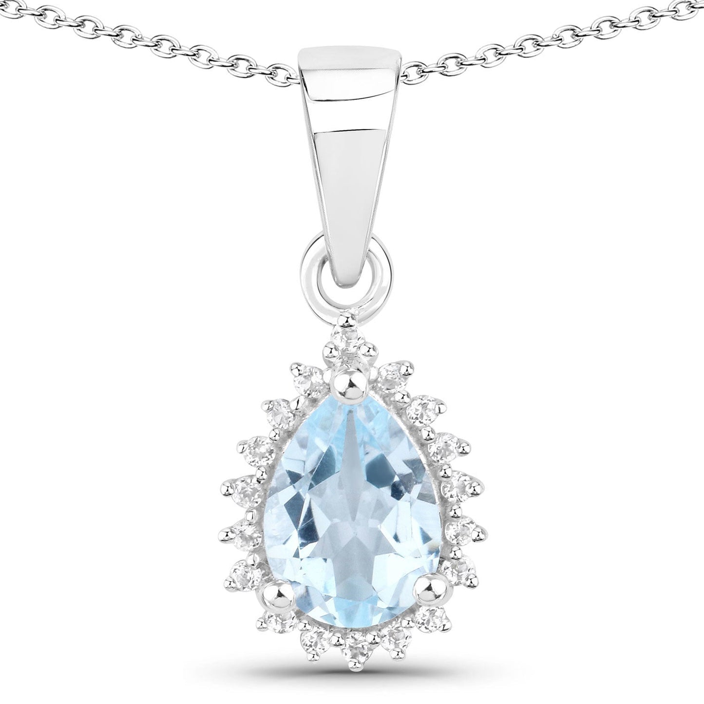 2.00 Carat Genuine Blue Topaz and White Topaz .925 Sterling Silver Jewelry Set Bids.com