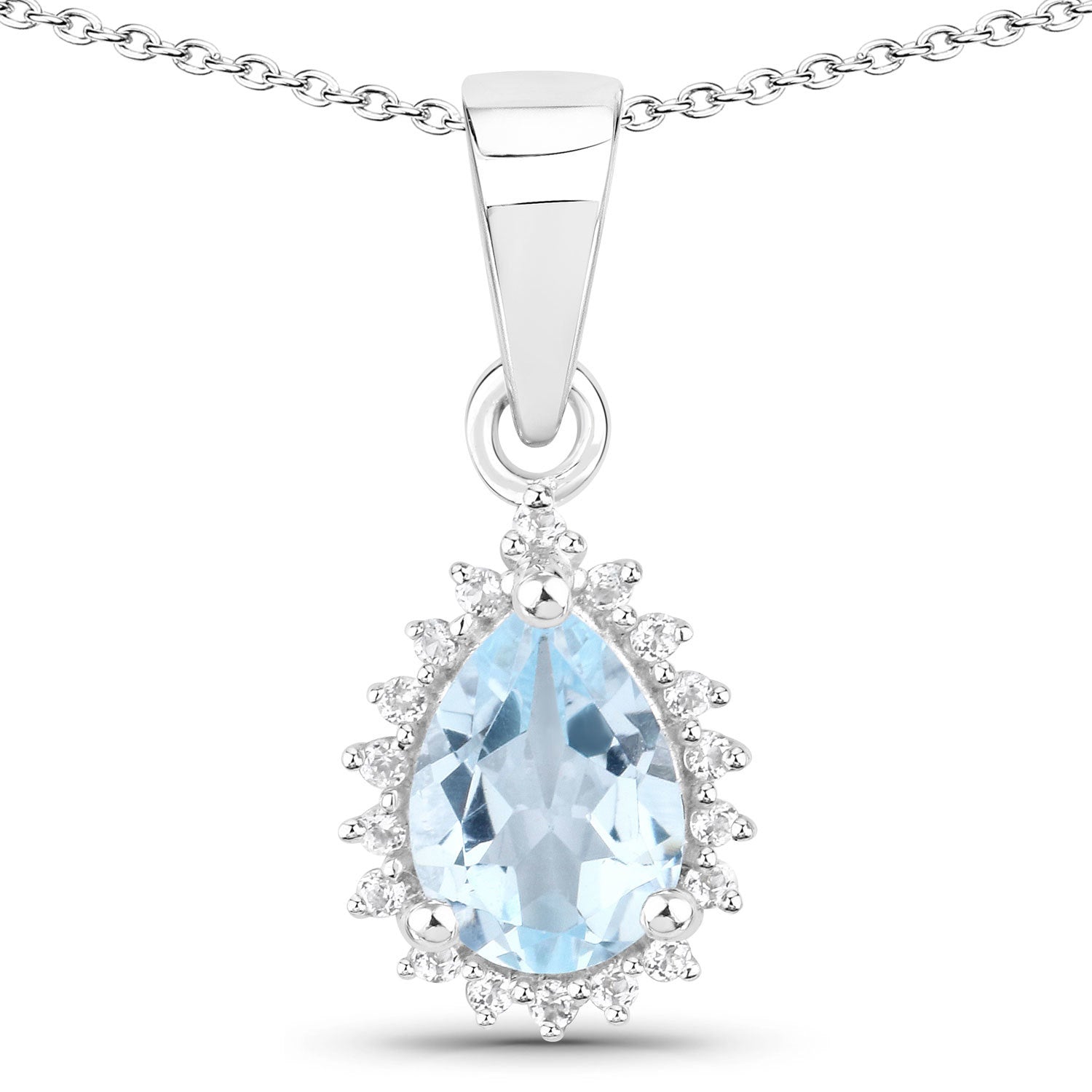 2.00 Carat Genuine Blue Topaz and White Topaz .925 Sterling Silver Jewelry Set Bids.com