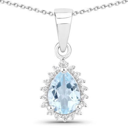 2.00 Carat Genuine Blue Topaz and White Topaz .925 Sterling Silver Jewelry Set Bids.com