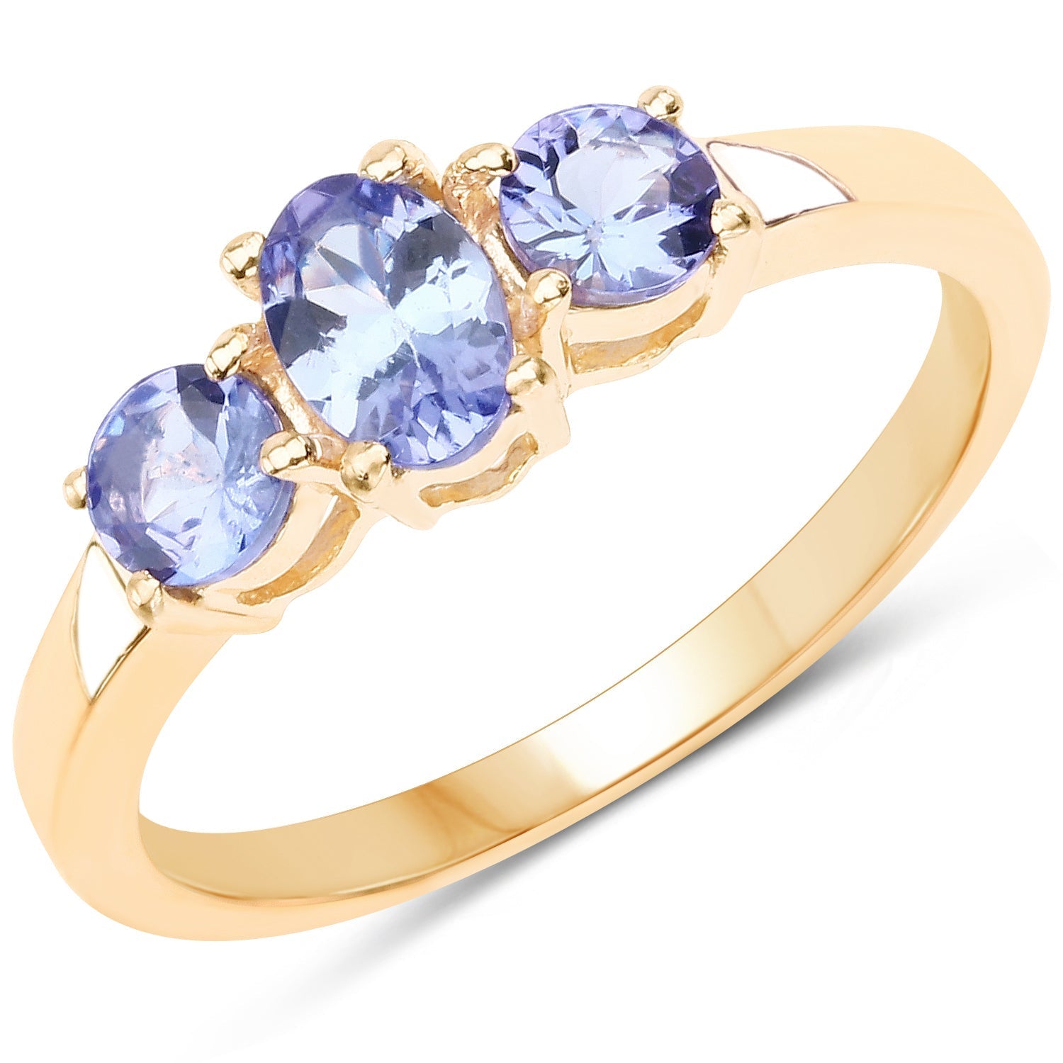 18K Yellow Gold Plated 0.90 Carat Genuine Tanzanite .925 Sterling Silver Ring Bids.com