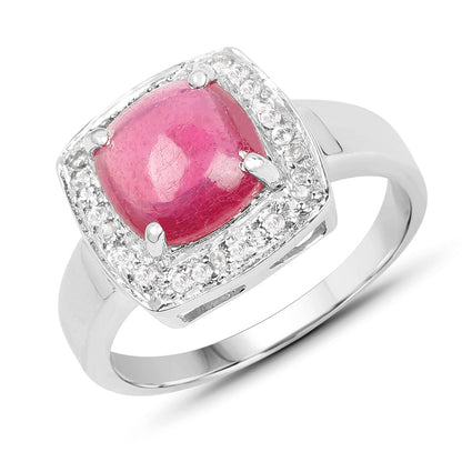 3.31 Carat Glass Filled Ruby and White Topaz .925 Sterling Silver Ring Bids.com