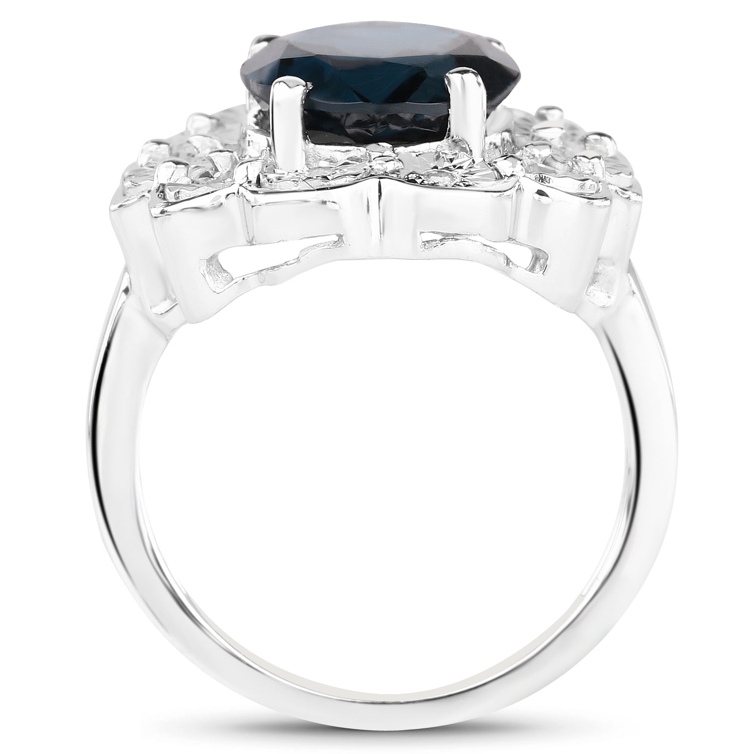5.11 Carat Genuine London Blue Topaz and White Diamond .925 Sterling Silver Ring Bids.com