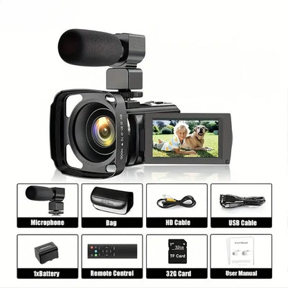 16x Zoom 1080P HD Digital Camera Bundle with 2 Batteries, 32G TF Card, Mic, Hood & Bag DailySale