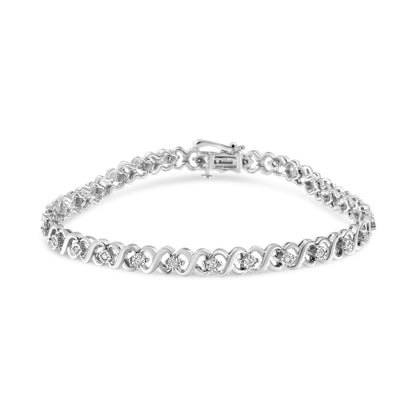 .925 Sterling Silver 1/3 Cttw Miracle Plate Round-Cut Diamond Infinity Link Bracelet  (I-J Color, I3 Clarity)  - Size 7.25" Bids.com