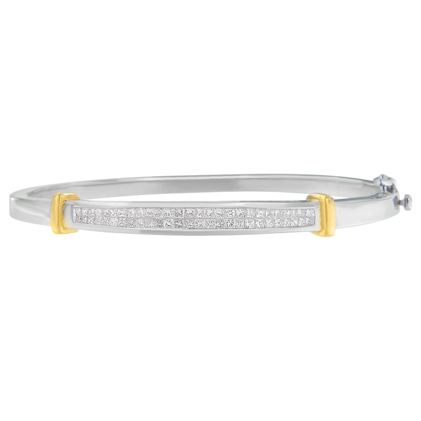 14K Two-Toned Gold Princess Cut Diamond Fashion Bangle (1 cttw, H-I Color, SI1-SI2 Clarity) Bids.com