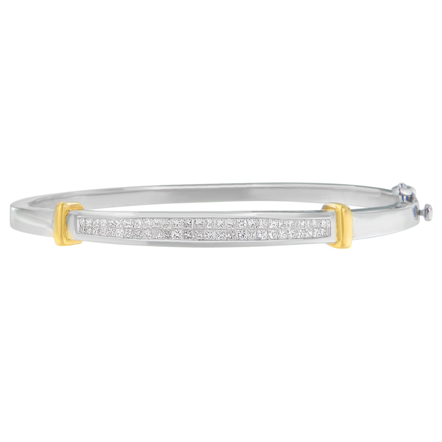 14K Two-Toned Gold Princess Cut Diamond Fashion Bangle (1 cttw, H-I Color, SI1-SI2 Clarity) Bids.com