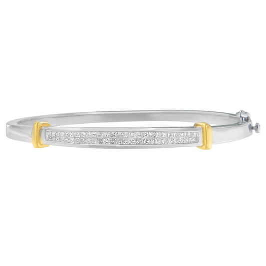 14K Two-Toned Gold Princess Cut Diamond Fashion Bangle (1 cttw, H-I Color, SI1-SI2 Clarity) Bids.com