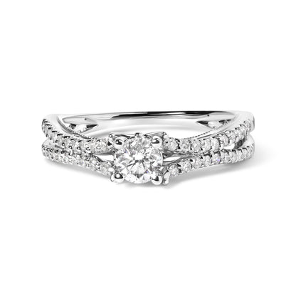 14K White Gold 5/8 Cttw Diamond Split Shank Engagement Ring  (G-H Color, VS2-SI1 Clarity) - Size 7 Bids.com