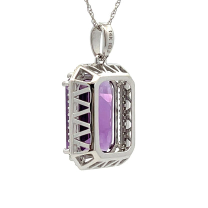 Amethyst Diamond Fashion Pendants 14KT White Gold Bids.com