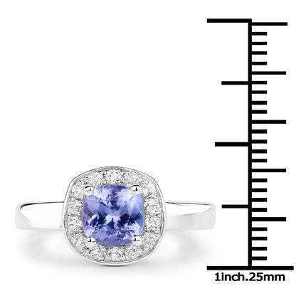 1.51 Carat Genuine Tanzanite and White Topaz .925 Sterling Silver ring Bids.com