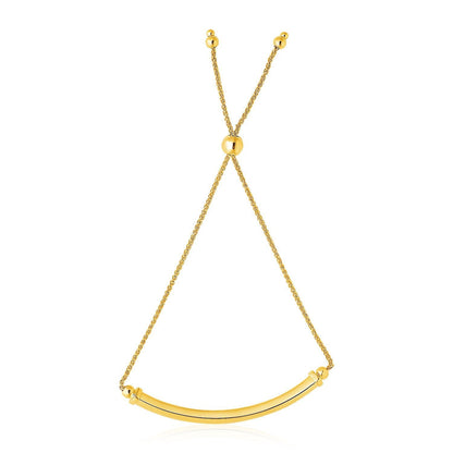 14k Yellow Gold Lariat Bracelet with Polished Curved Bar Bids.com