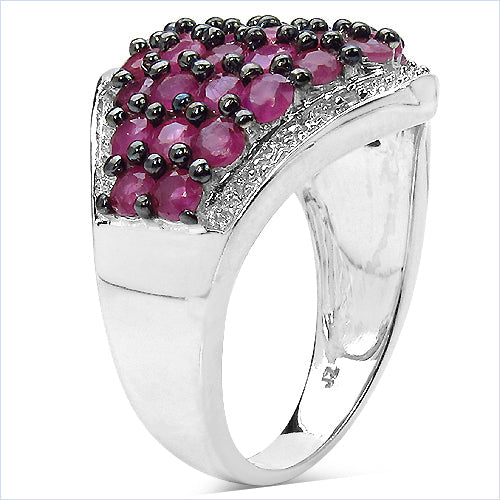 2.76 Carat Genuine Ruby & White Topaz .925 Sterling Silver Ring Bids.com