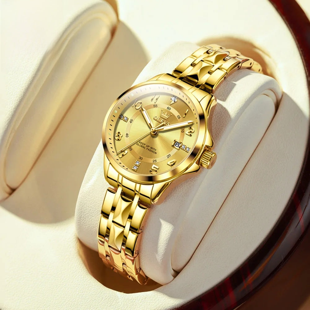 Women's Stainless Steel Two Tone Quartz Watch With Date BandsCo Straps