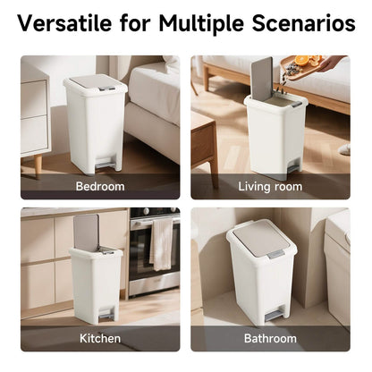 20L Oval Trash Can – Quiet Press-Top Lid with Foot Pedal DailySale
