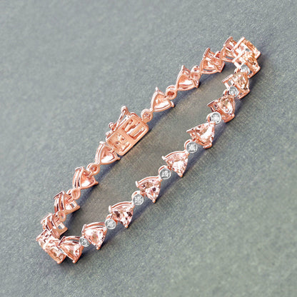 7.56 Carat Genuine Morganite and White Diamond 14K Rose Gold Bracelet Bids.com