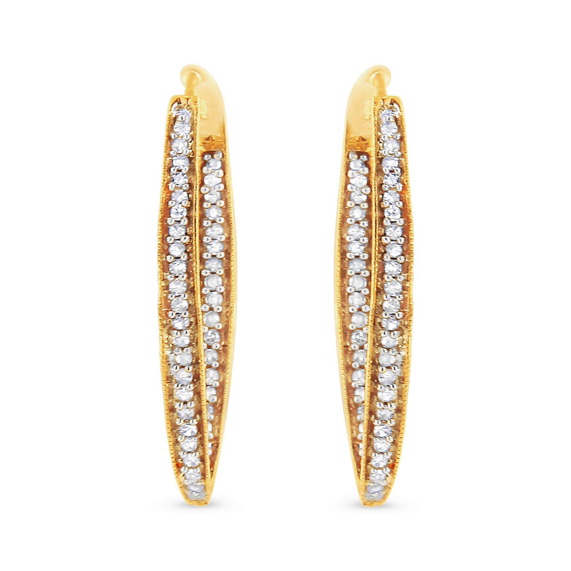10K Yellow Gold 1/2 Cttw Round-Cut Diamond Modern Hoop Earrings (I-J Color, I2-I3 Clarity) Bids.com