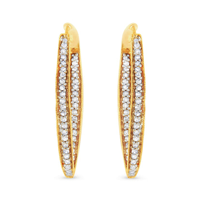 10K Yellow Gold 1/2 Cttw Round-Cut Diamond Modern Hoop Earrings (I-J Color, I2-I3 Clarity) Bids.com
