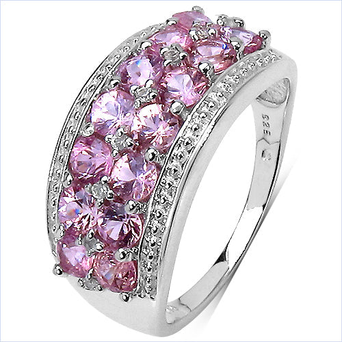 2.00 Carat Genuine Pink Sapphire & White Topaz .925 Sterling Silver Ring Bids.com