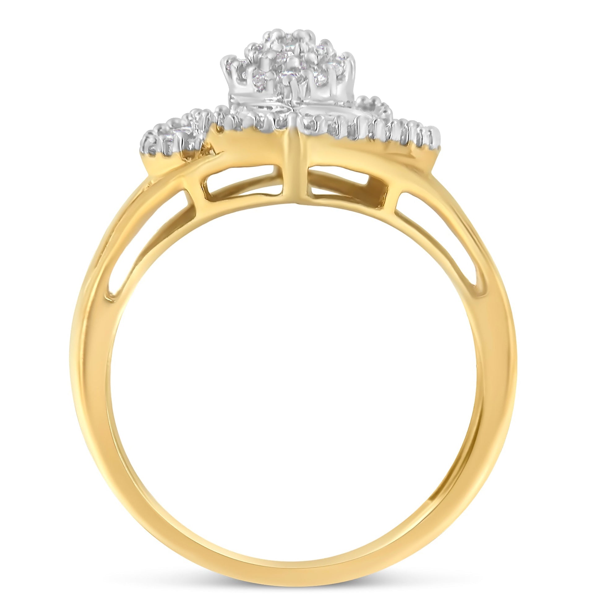 10K Yellow Gold Diamond Cocktail Ring (1/2 Cttw, J-K Color, I2-I3 Clarity) - Size 6-1/2 Bids.com