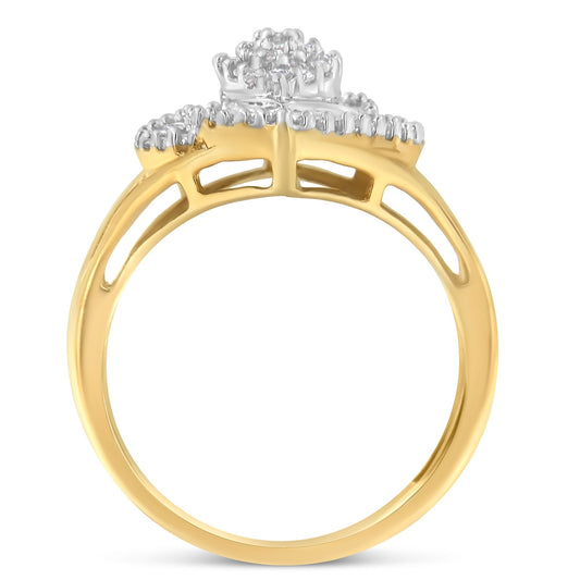 10K Yellow Gold Diamond Cocktail Ring (1/2 Cttw, J-K Color, I2-I3 Clarity) - Size 6-1/2 Bids.com