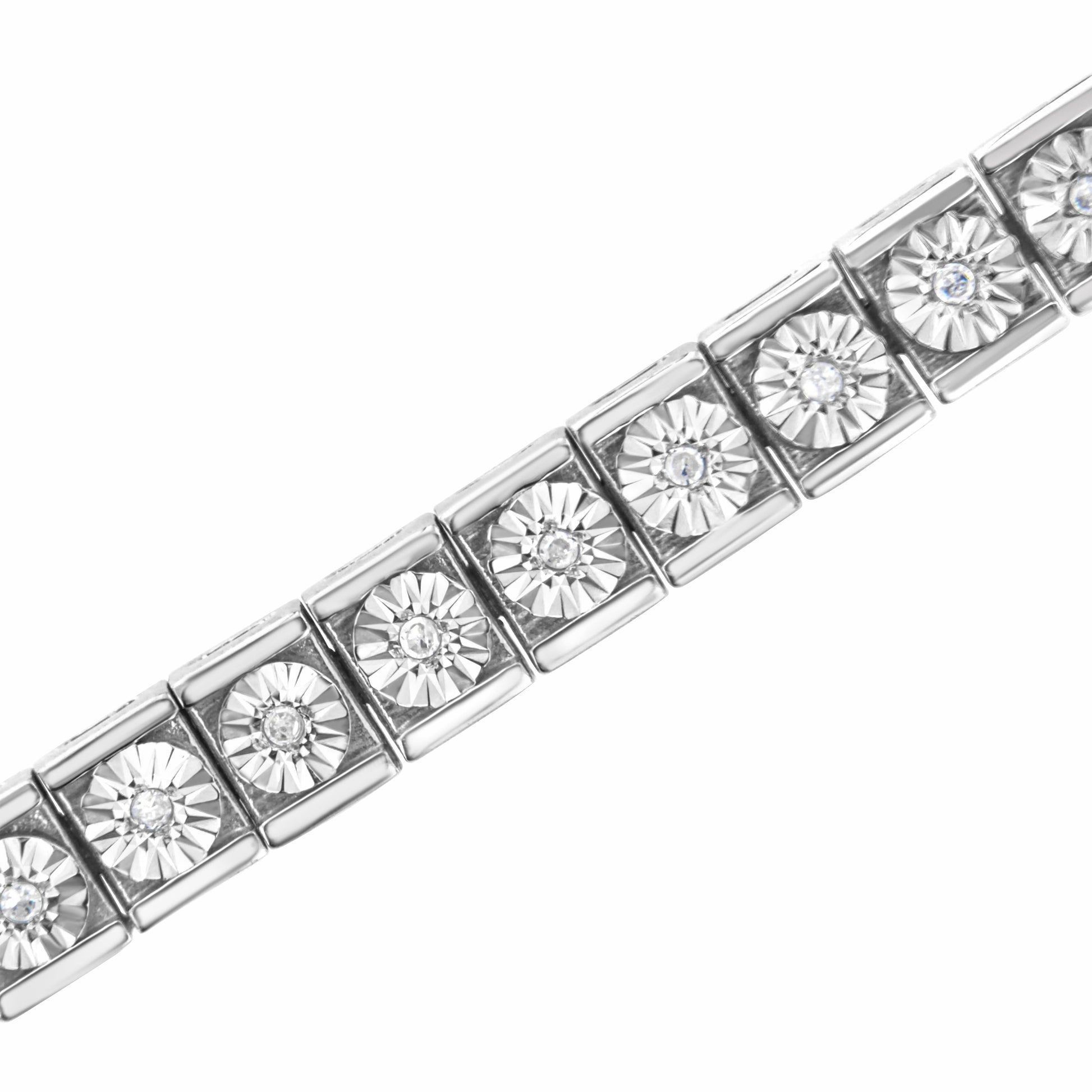 .925 Sterling Silver Miracle Set Diamond Accent Classic Tennis Bracelet (I-J Color, I2-I3 Clarity) - 7.25" Bids.com