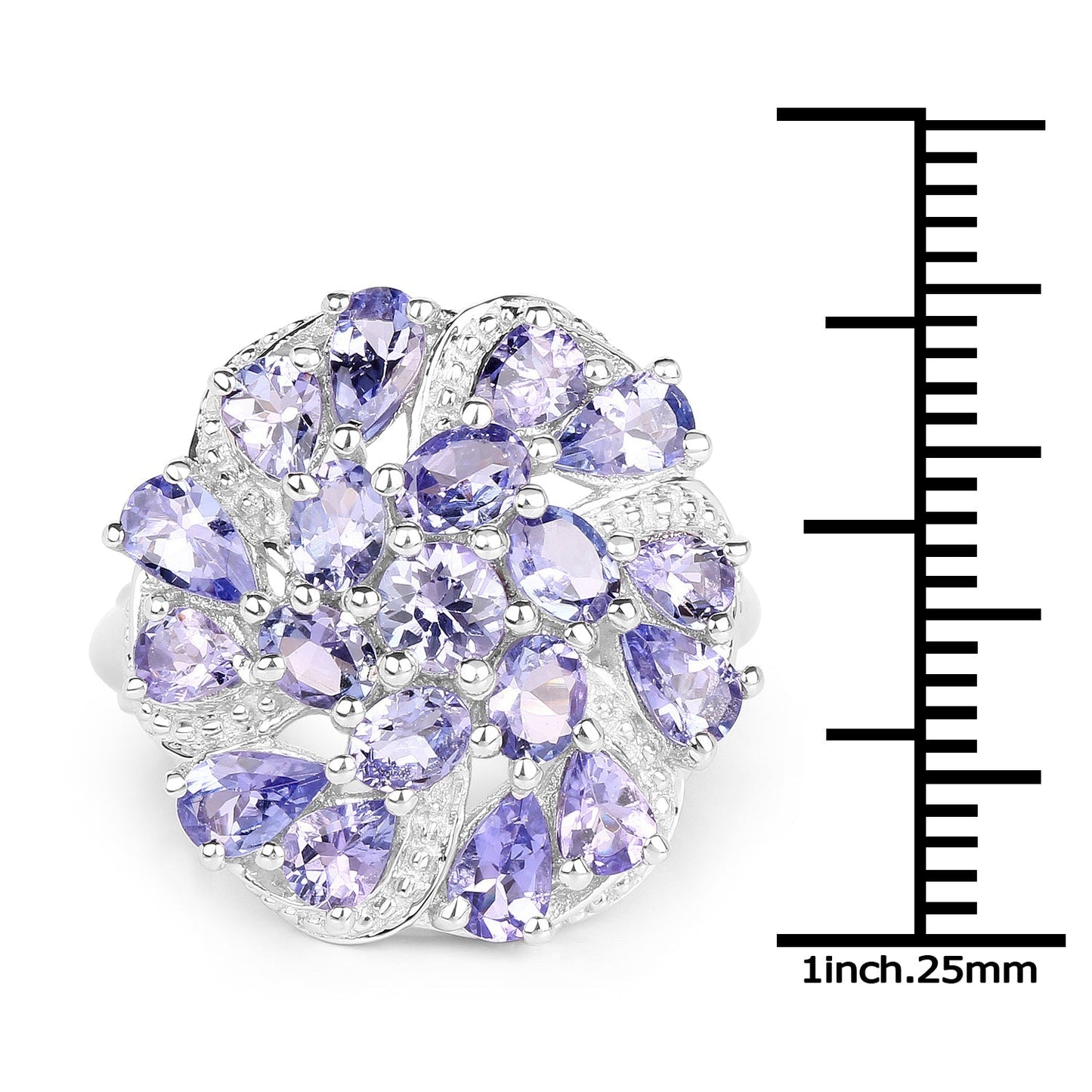 3.35 Carat Genuine Tanzanite .925 Sterling Silver Ring Bids.com