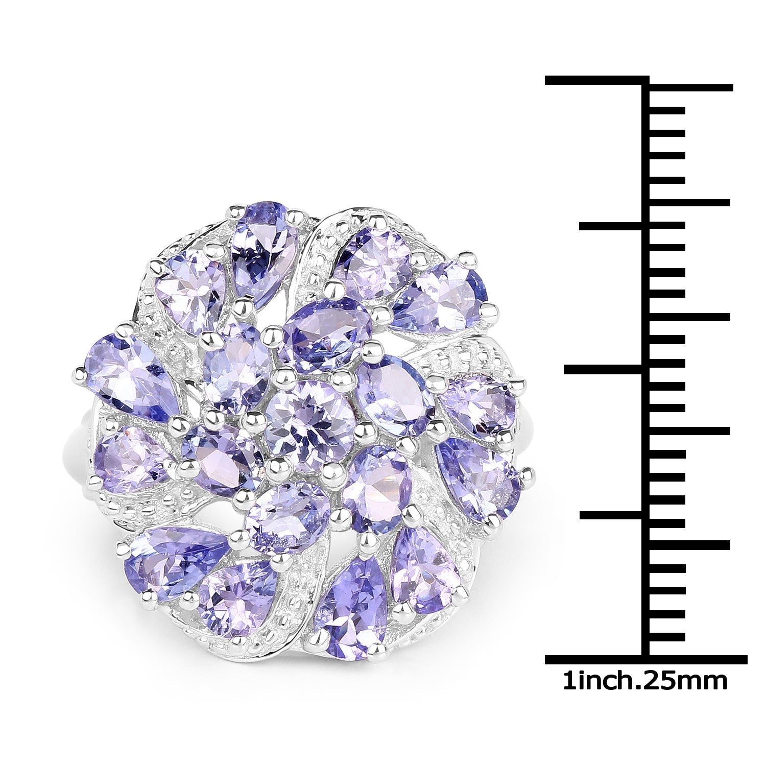 3.35 Carat Genuine Tanzanite .925 Sterling Silver Ring Bids.com