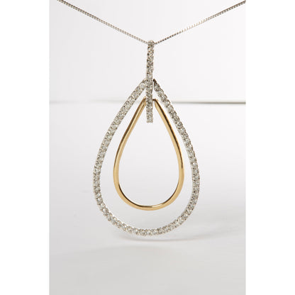 14K Two-Tone Gold Round Cut Diamond Double Burst Pendant Necklace (1.00 cttw, H-I Color, SI2-I1 Clarity) Bids.com